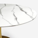 Set 4 Tulipan white chairs + round 120cm golden marble effect table Saidu+ 