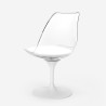 Round table set 80cm Tulipan marble 2 transparent white chairs Vixan. Model