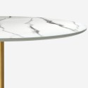 White marble effect Tulipan dining set 120cm with gold accents, including 4 Vixan+ chairs. 