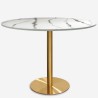 White marble effect Tulipan dining set 120cm with gold accents, including 4 Vixan+ chairs. Cheap