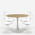 Set 4 transparent white chairs Tulipan wooden round table 120cm Meis+ Discounts
