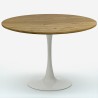 Set 4 transparent white chairs Tulipan wooden round table 120cm Meis+ Cheap