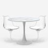 Round table set 80cm Tulipan marble effect 2 chairs black and white Liwat Sale