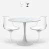 Round table set 80cm Tulipan marble effect 2 chairs black and white Liwat