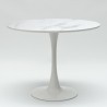 Round table set 80cm Tulipan marble effect 2 chairs black and white Liwat Buy