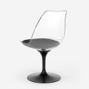 Set of 4 Tulip chairs, round table 120cm, white black marble effect, Liwat+. Model