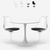 Round dining table set 70cm with 2 Tulip chairs, white black Seriq. Promotion