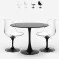 Set 2 poly carbonate white black round table Tulipan 80cm Raxos Promotion