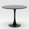 Set 2 poly carbonate white black round table Tulipan 80cm Raxos 
