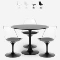 Round Tulipan 90cm table set white black 3 transparent chairs Wasen Promotion