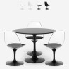 Round Tulipan 90cm table set white black 3 transparent chairs Wasen