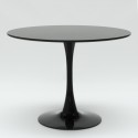 Round Tulipan 90cm table set white black 3 transparent chairs Wasen 