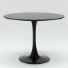 Round Tulipan 90cm table set white black 3 transparent chairs Wasen 