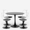 Set of 4 chairs white black transparent Tulipan round table 100cm Yallam. Price