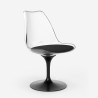 Set of 4 chairs white black transparent Tulipan round table 100cm Yallam. 