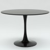 Round Tulipan Style Dining Table Set 120cm with 4 Black and White Balmen Chairs 