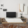 TV cabinet with 2 doors, 2 suspended wall units, white wooden River Offers