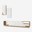 TV cabinet with 2 doors, 2 suspended wall units, white wooden River On Sale