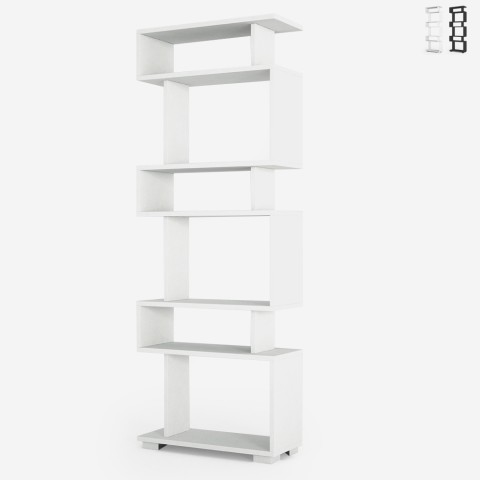 Modern style wall bookshelf with 6 open shelves 60x19.5x162.9cm Blok Promotion