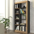 Modern Bookcase with 10 Shelves in Anthracite Black Wood, 75x25x150cm Kevork Promotion