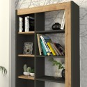 Modern Bookcase with 10 Shelves in Anthracite Black Wood, 75x25x150cm Kevork Discounts