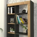 Modern Bookstore: 10 black anthracite wooden shelves 75x25x150cm Kevork Discounts