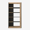 Modern Bookcase with 10 Shelves in Anthracite Black Wood, 75x25x150cm Kevork Offers