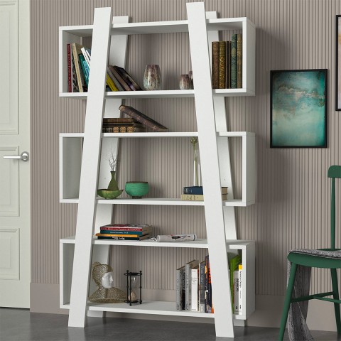 Modern design wall bookshelf 90x22x150cm white 5 shelves Almira Promotion