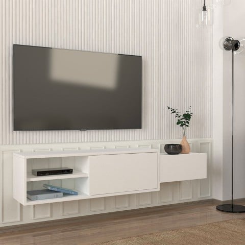 White 2-door 160x30x33cm Dione suspended TV cabinet for living room Promotion