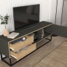 Mobile TV stand industrial style wood black metal 2 drawers Dolores Bulk Discounts