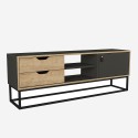 Mobile TV stand industrial style wood black metal 2 drawers Dolores On Sale