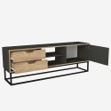 Mobile TV stand industrial style wood black metal 2 drawers Dolores Offers