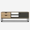 Mobile TV stand industrial style wood black metal 2 drawers Dolores Sale