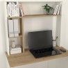 Office Desk 90x45x148cm White Wood with Bookcase Shelves Ester Catalog