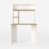 Office Desk 90x45x148cm White Wood with Bookcase Shelves Ester Offers
