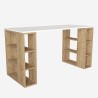 White wooden office study desk 6 shelves 140x60x75cm Leonardo On Sale