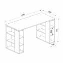White wooden office study desk 6 shelves 140x60x75cm Leonardo Bulk Discounts