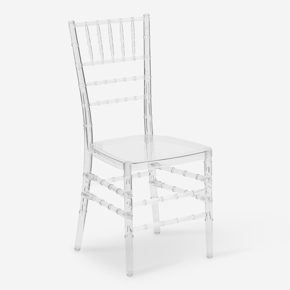 Set of 20 Transparent Chiavarina Crystal Chairs for Restaurants, Ceremonies, Events