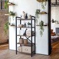 Library 5 industrial style wooden metal shelves 62x30x131cm Decker Promotion