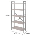 Library 5 industrial style wooden metal shelves 62x30x131cm Decker Bulk Discounts