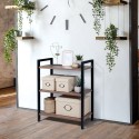 Low industrial bookcase 3 shelves 62x30x75cm wood metal Edye Promotion