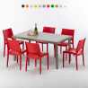 Marion Set Made of a 150x90cm Beige Rectangular Table and 6 Colourful Chairs Promotion