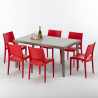 Marion Set Made of a 150x90cm Beige Rectangular Table and 6 Colourful Chairs On Sale