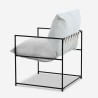Modern design armchair in black Alaska fabric with minimal style and metal. Model