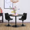 Black round Tulip dining table set 80cm with 2 transparent Haki chairs. Offers