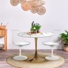 Round table set 80cm Tulipan golden marble effect 2 white chairs Saidu Offers