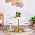 Round table set 80cm Tulipan marble 2 transparent white chairs Vixan. Offers