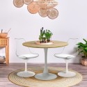 Set 2 kitchen chairs Tulip style white round wooden table 80cm Meis Sale