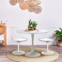 Round table set 80cm Tulipan marble effect 2 chairs black and white Liwat Offers
