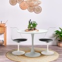 Round dining table set 70cm with 2 Tulip chairs, white black Seriq. Discounts